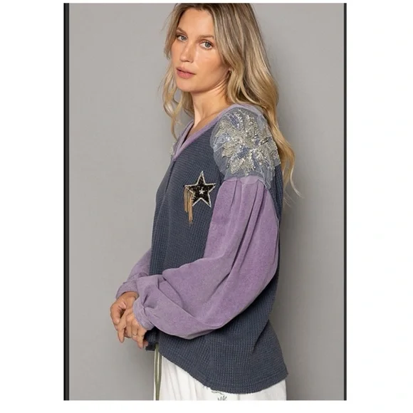 POL Glam Embroidered Patchwork Sweater - Picture 3 of 6
